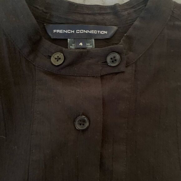 French Connection size 4 black draw waist shirt - Picture 6 of 7